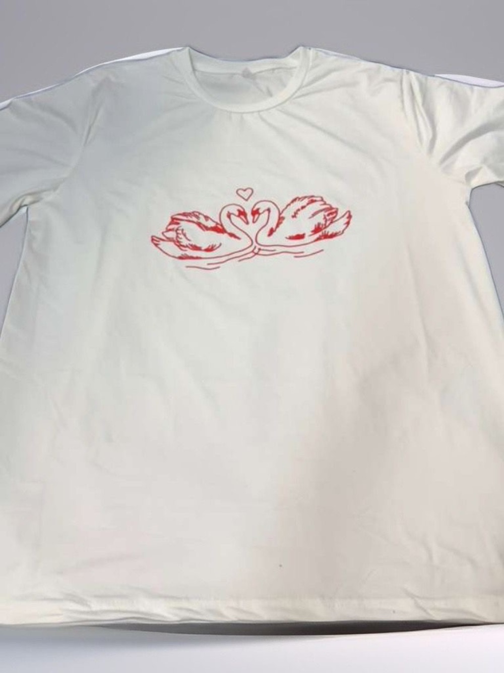 White Tee with Red Swan Graphic